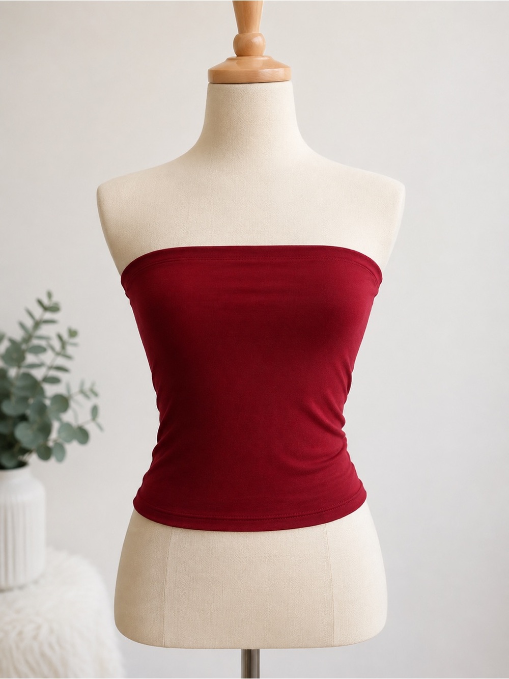 Faded Rose Women’s Burgundy Strapless Tube Top Size Large Stretchy Y2K